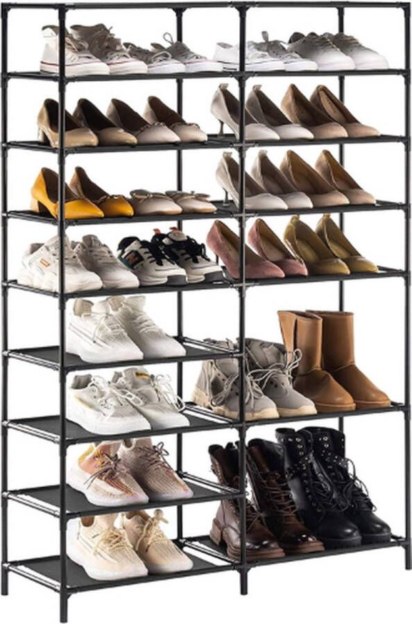 Schoenenrek met 9 Niveaus tot 32 Paar Schoenen Organizer Zwart