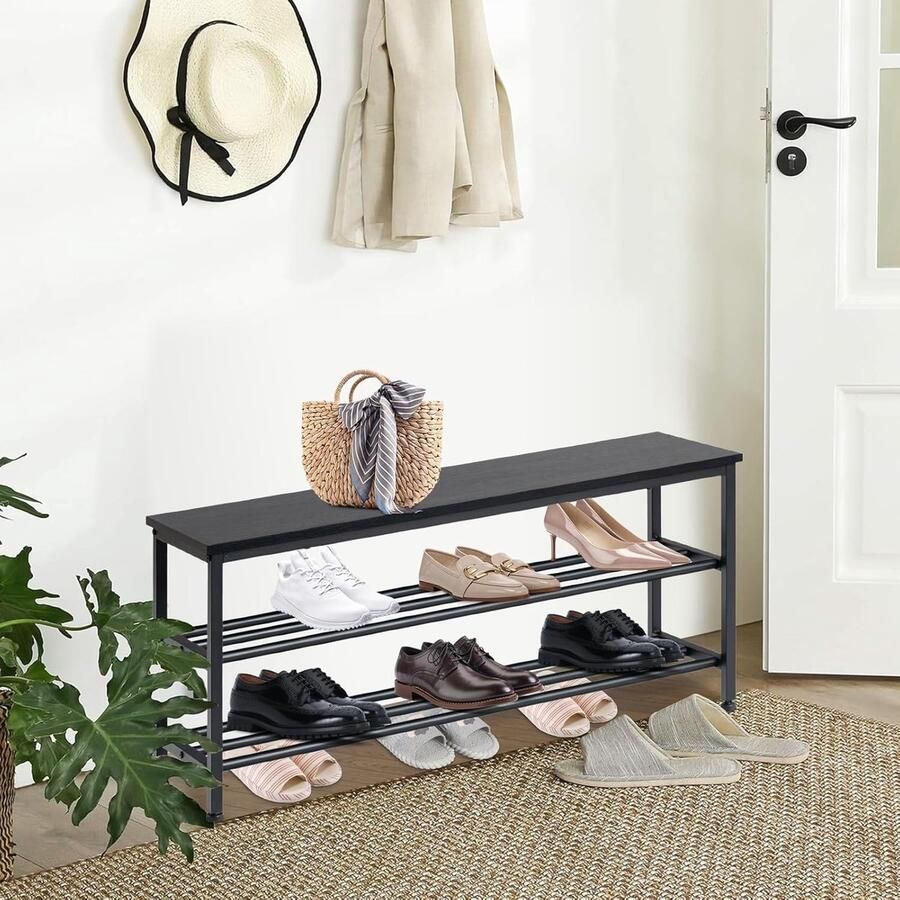 Schoenenrek met Bank Stabiele Houten Structuur 1 stuk MDF