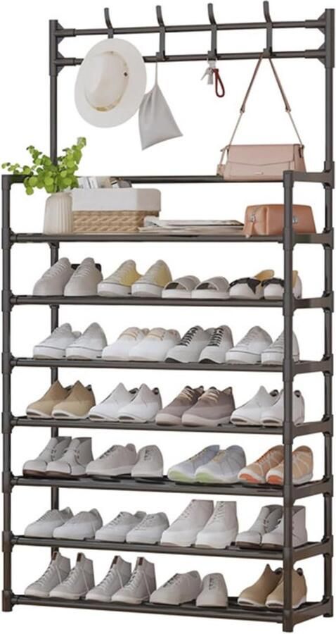 Schoenenrek met Hoedenplank 7-Laags Schoenenorganizer voor Thuis 80 x 26 x 165 cm - Foto 2
