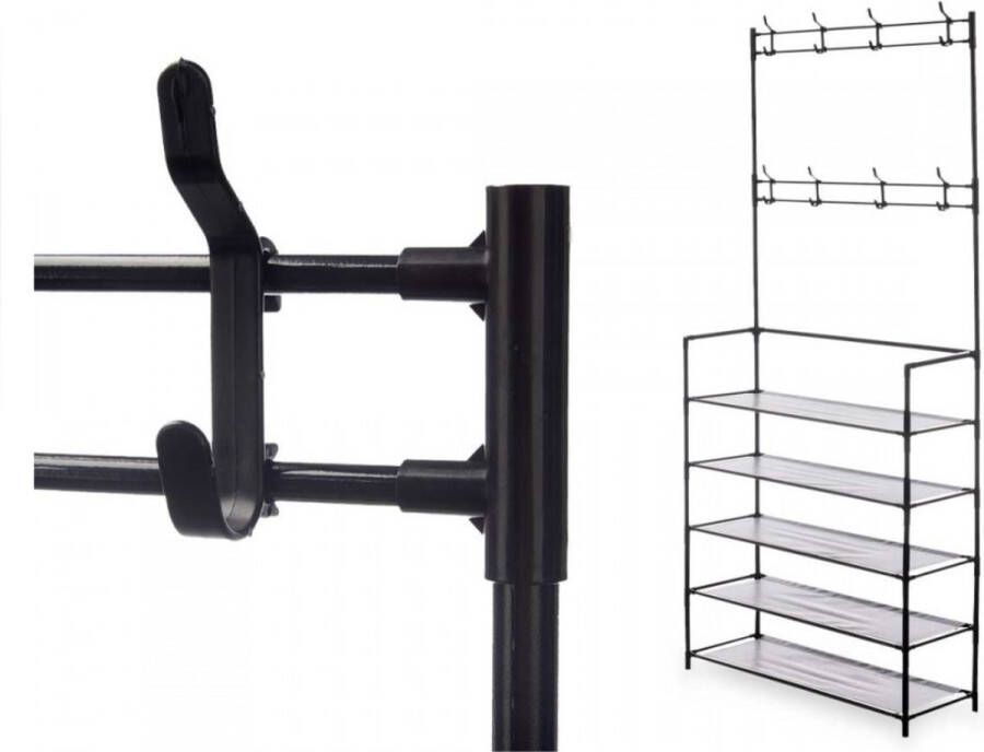 Schoenenrek met kapstok-zwart-stevig-stijlvol-80x29x175