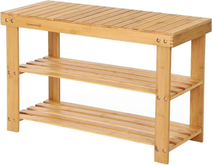 Schoenenrek met Zitbank Bamboe Ideaal voor Hal en Badkamer 1 stuk 70 x 28 x 45 cm