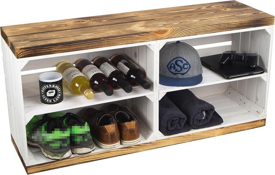 Schoenenrek met Zitbank van Massief Hout 100 x 29 x 45 cm