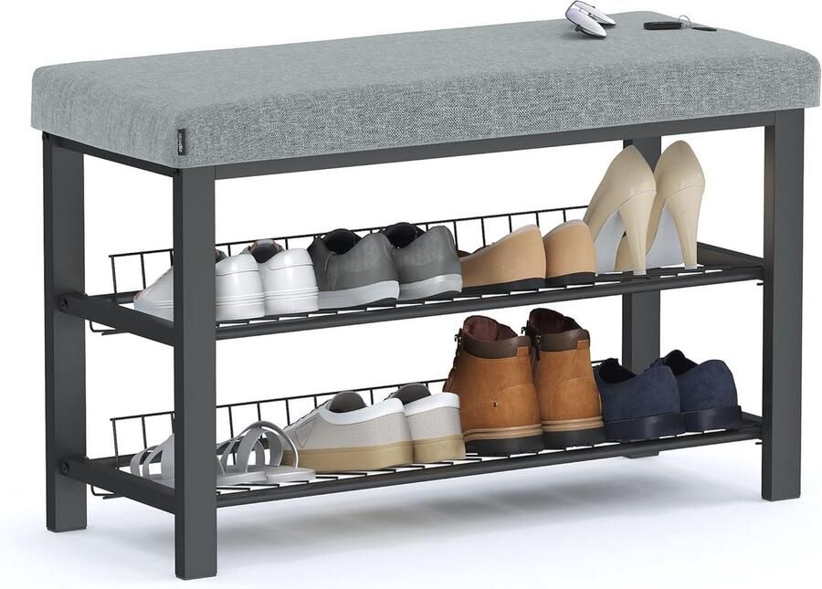 Schoenenrek met Zitkussen Ruimtebesparende Schoenenbank voor Hal en Slaapkamer 81 x 50 x 32 cm