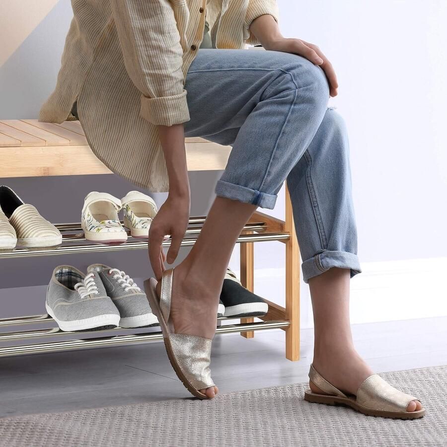 Schoenenrek met zitting schoenenrek 43 x 74 x 30 cm