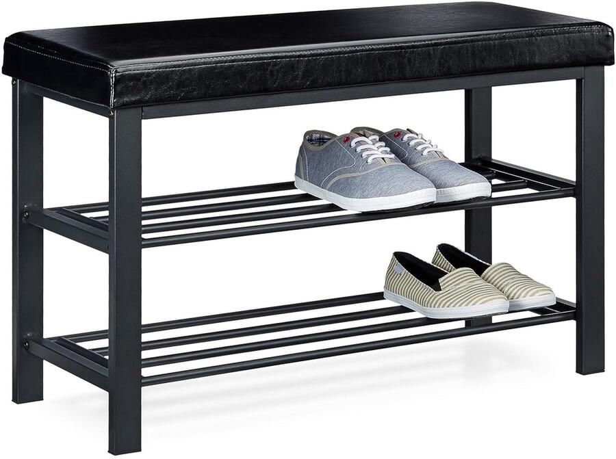 Schoenenbank Halbankje en schoenenrek 1 stuk Hout en metaal 49x81x31 cm