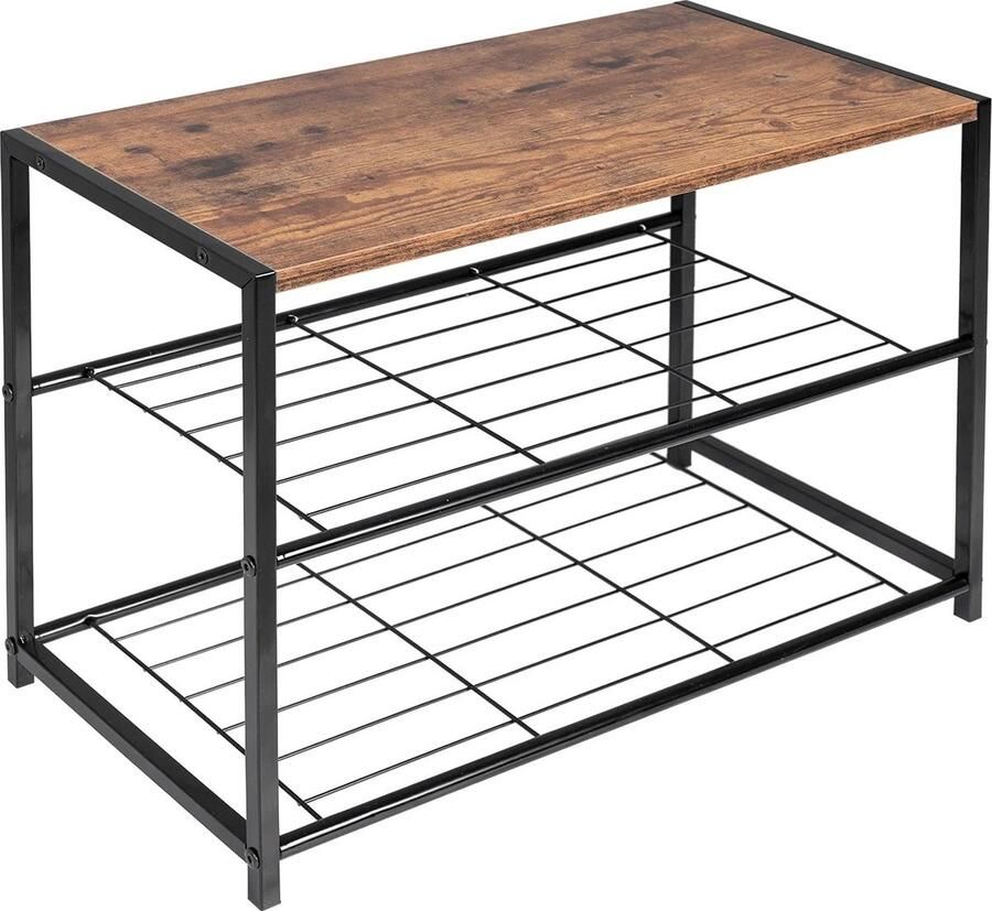 Woltu RoyaLuxe Schoenenrek Schoenenbank Schoenenrek Zwart Schoenenrek Metaal Schoen Rek Schoenenrek Deur Organizer Schoenen