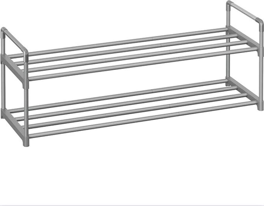 Schoenenrek Opbergen van Schoenen Opbergsysteem Schoenenkast 2 Verdiepingen Grijs