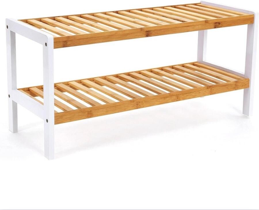 Schoenenrek Opbergen van Schoenen Opbergsysteem Schoenenkast 2 Verdiepingen Rechthoekig Bruin