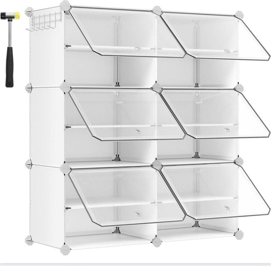 Schoenenrek Opbergen van Schoenen Opbergsysteem Schoenenkast 2 Verdiepingen Rechthoekig Wit