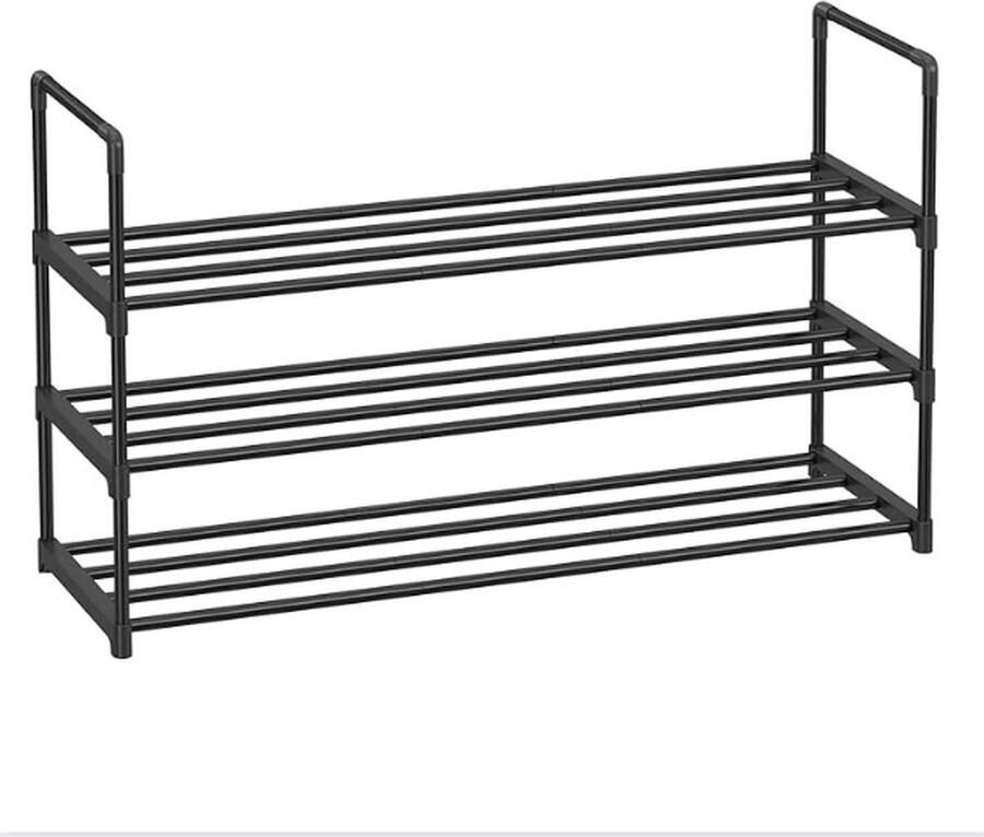 Schoenenrek Opbergen van Schoenen Opbergsysteem Schoenenkast 3 Verdiepingen Zwart