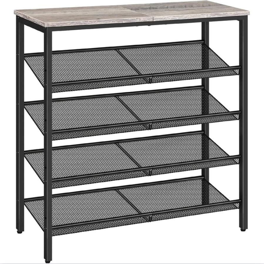 Schoenenrek Opbergen van Schoenen Opbergsysteem Schoenenkast 5 Verdiepingen Verstelbaar Grijs