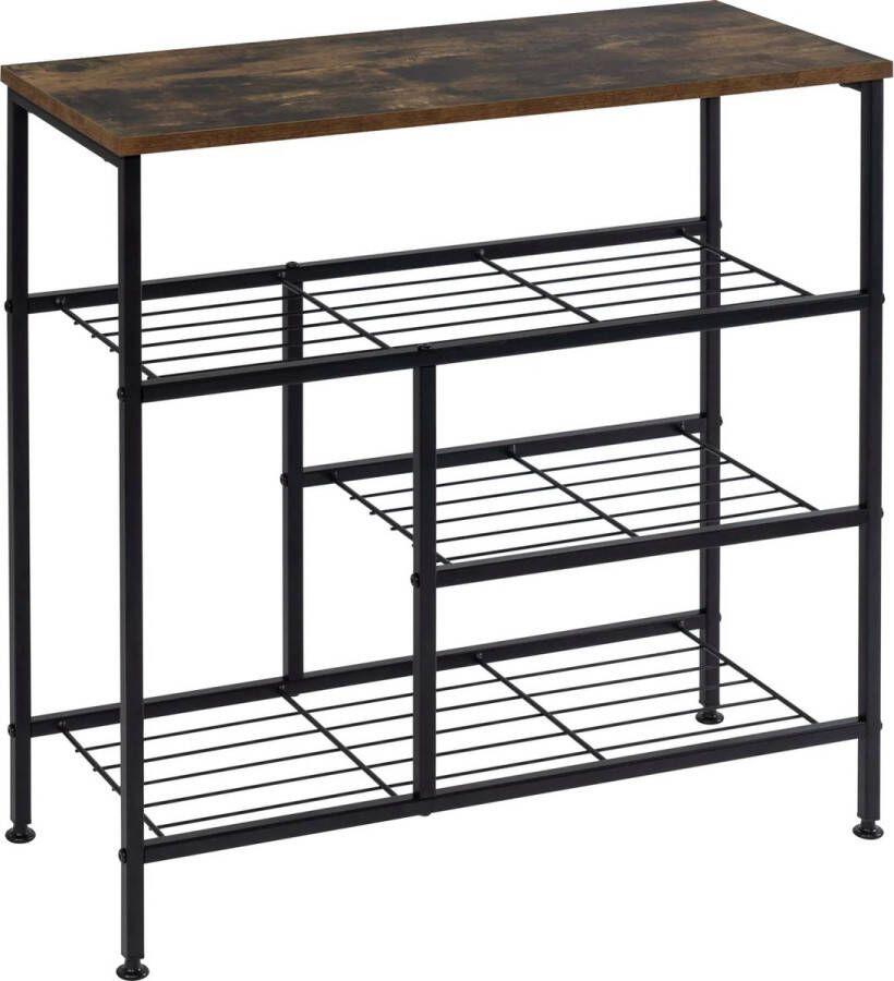 Schoenenrek Opbergrek Schoenen Schoenenkast Kast voor Schoenen Bruin Zwart 3 Laags - Foto 2