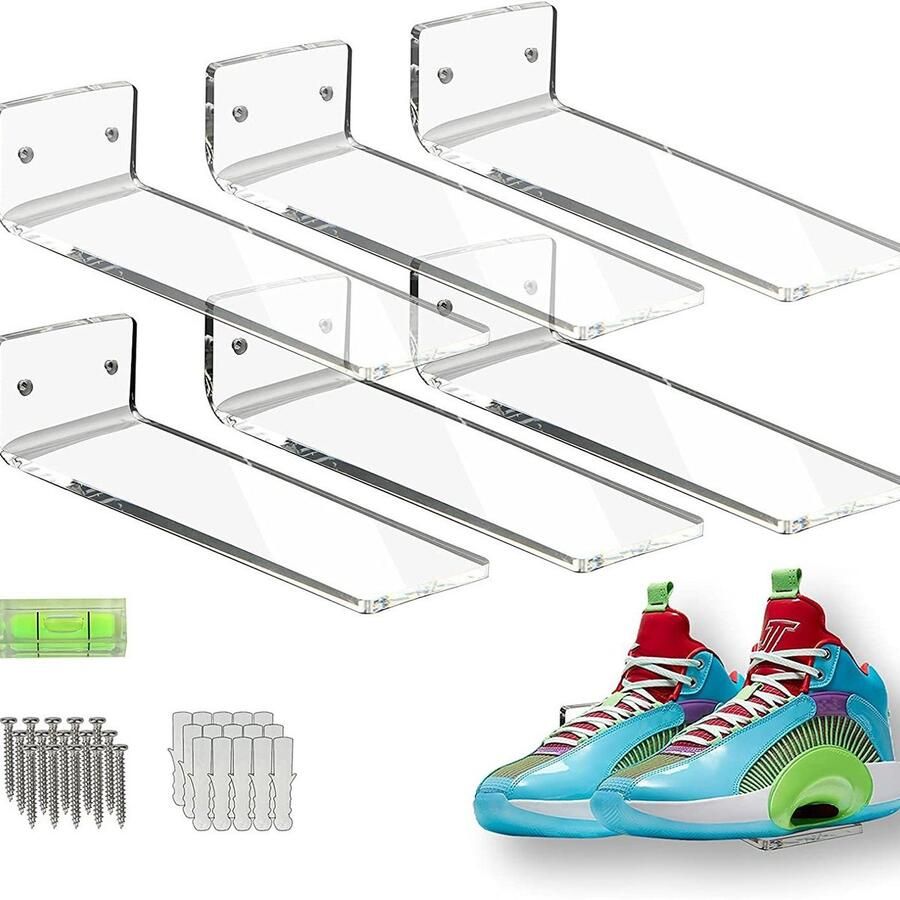 Schoenenrek- schoenen rek- schoenenrek hangend-schoenenrek wand- Wandgemonteerd schoenenrek Schoenen Organizer -schoenenrek muur-schoenenrek muurmontage- schoenenrek hangend voor de muur Universeel 6 stuks-Met schroeven