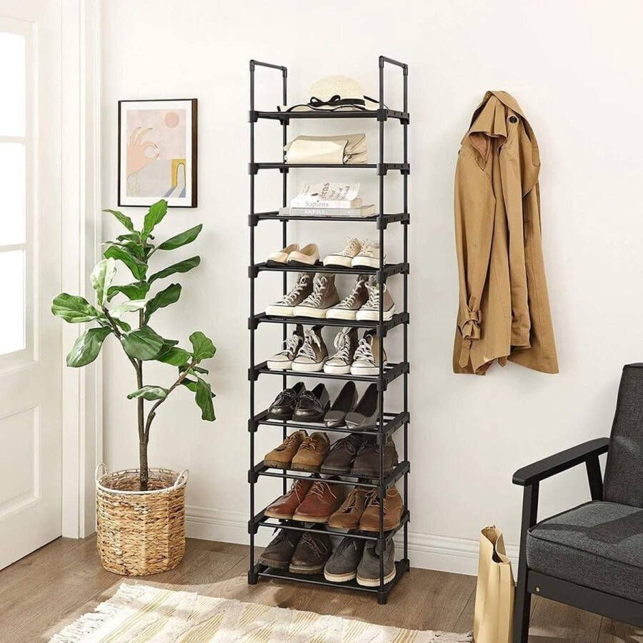 Schoenenrek Schoenenbank Schoenenrek Metaal 10 Verdiepingen 45 x 30 x 174 cm