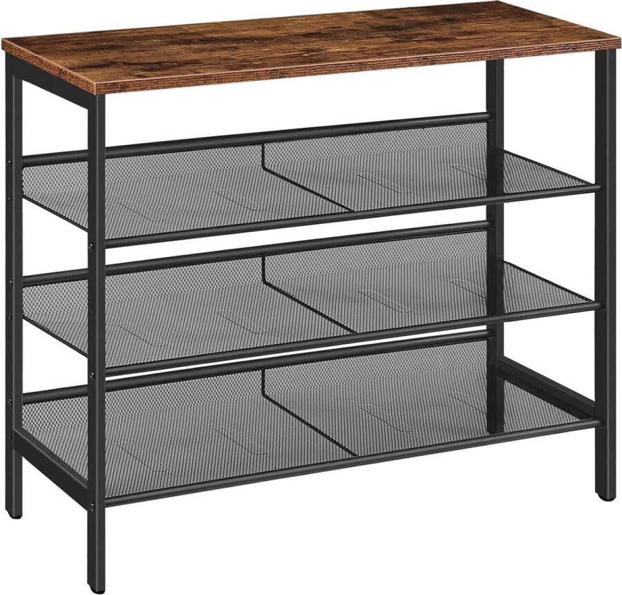 Schoenenrek Schoenenbank Schoenenrek Metaal En Hout 4 Verdiepingen 30 x 75 x 69 cm