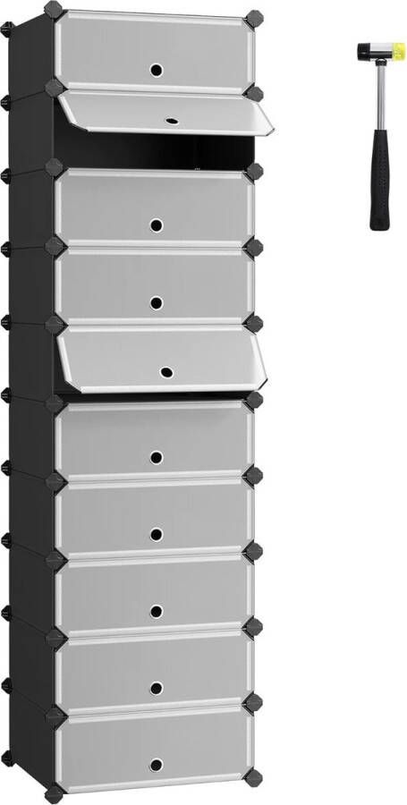 Schoenenrek Schoenenbank Schoenenrek Plastic En Leer 10 Verdiepingen 43 x 31 x 173 cm