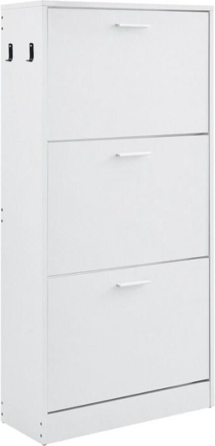 Schoenenrek Schoenenkast 3 Klapbare Laden 60 x 23.7 x 120 cm P2 Spaanplaat Wit