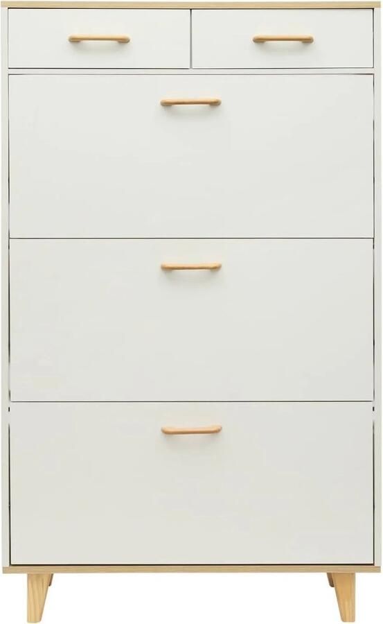 Schoenenrek schoenenkast met 3 klapladen 2 schuifladen Slanke verborgen schoenenkast met deuren Vrijstaand kantelemmer Schoenenrek - Foto 2