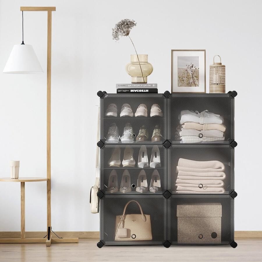 Schoenenrek schoenenkast met 6 vakken stalen frame