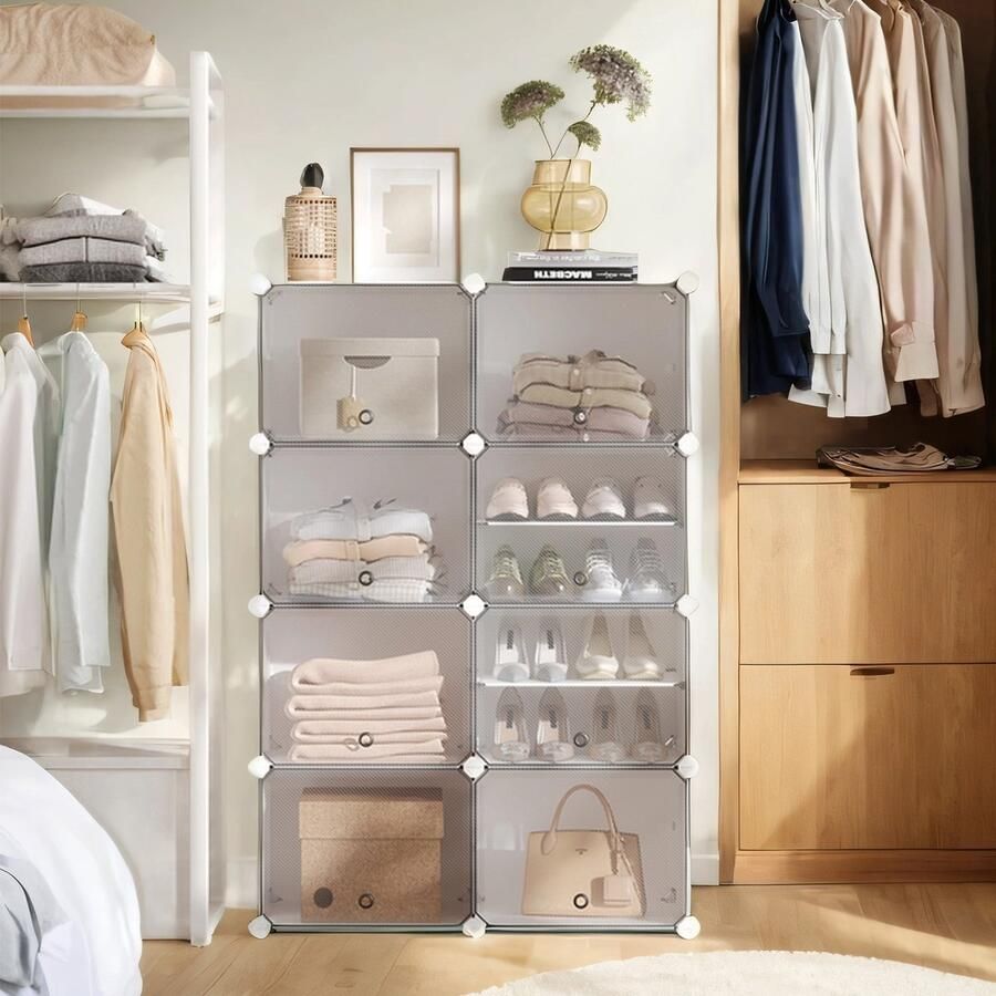 Schoenenrek schoenenkast met 8 vakken stalen frame