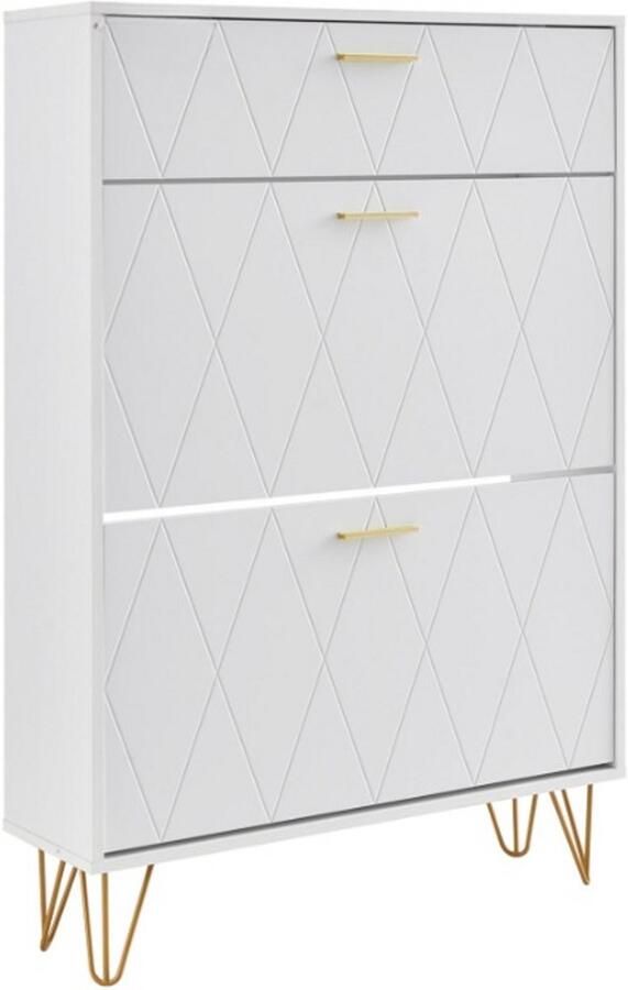 Smalle schoenenkast schoenenrek wit 800 x 239 x 1200 mm schoenenkantelaar met 3 kleppen + opbergvak bovenaan schoenenkist 68 kg draagvermogen schoenenopbergkast P2 spaanplaat voor gang