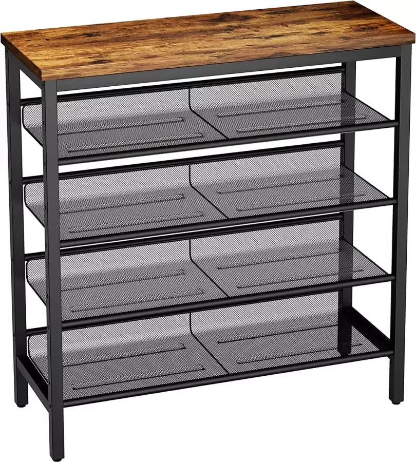 Schoenenrek schoenenopberger schoenenrek met 5 niveaus 75 0 x 30 x 87 cm schoenenkast met plat of schuin schoenenbank voor entree hal woonkamer industrieel ontwerp TMJ083H