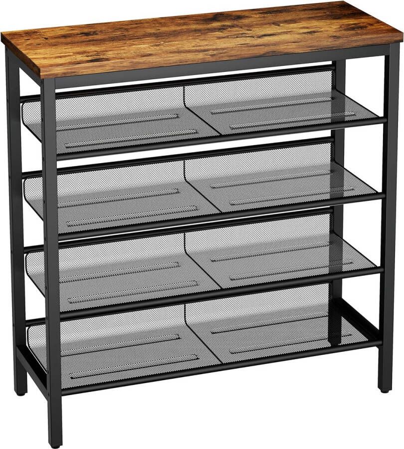 Schoenenrek schoenenorganizer schoenenrek met 5 niveaus 75 0 x 30 x 87 cm schoenenkast met plat of schuin schoenenbank voor entree hal woonkamer industrieel design