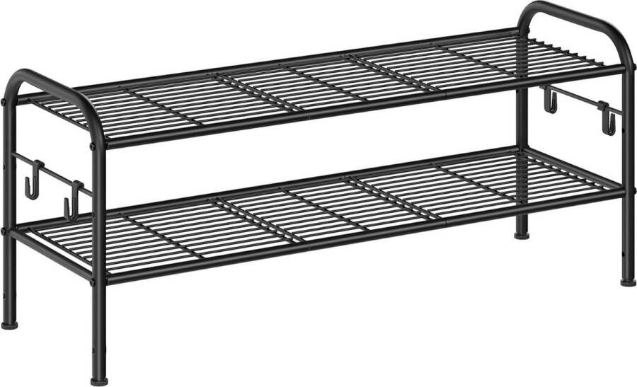 Schoenenrek schoenenstandaard met 2 niveaus metalen rek met 4 zijdelingse haken voor 10 paar schoenen in hoogte verstelbare plank voor entree hal garderobe eenvoudige montage