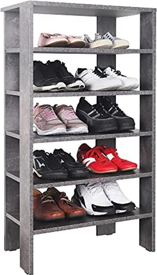 Schoenenrek smal en hoog 105 x 55 x 32 cm met 6 niveaus Open Schoenenkast voor Hal