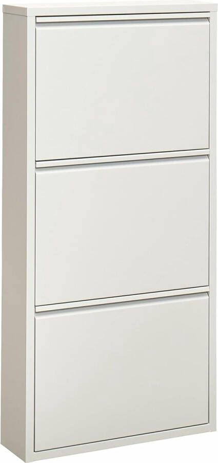 PolkaHome Schoenenrek smalle metalen schoenenkast hoog met magnetische afdekking van metaal gemonteerd wandmontage 3 kleppen