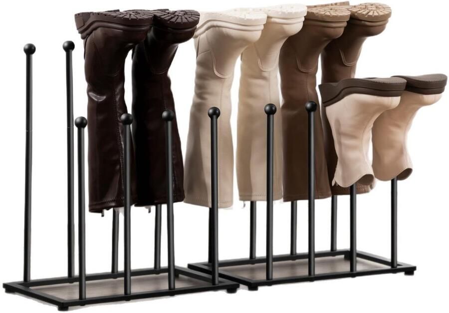 Schoenenrek staand metaal zwart vrijstaande laarzenhouder laarzenspanner voor slaapzaal kast entree slaapkamer terras outdoor hal schoenenrek organizer voor 4paar