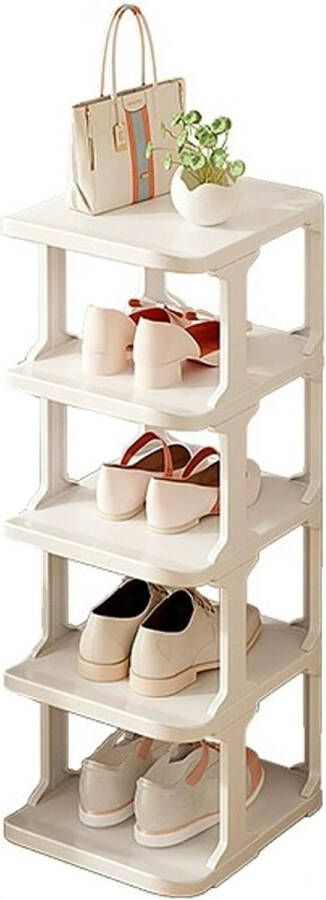Schoenenrek stabiel schoenenrek organizer smal schoenenrek 6-traps schoenenkast kunststof schoenenrek organizer woonkamer slaapkamer entree hal badkamer wit