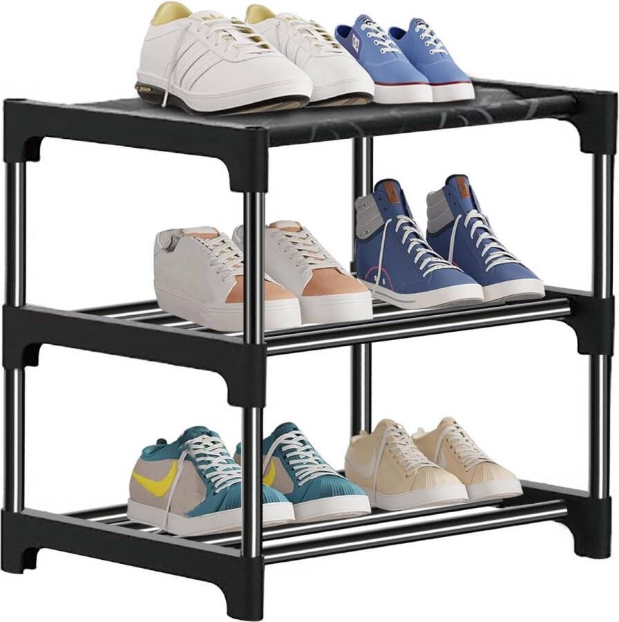Schoenenrek stapelbaar klein schoenenrek 3 verdiepingen 6 paar schoenenrek voor entree hal en kast ruimtebesparende opslag en organisatie