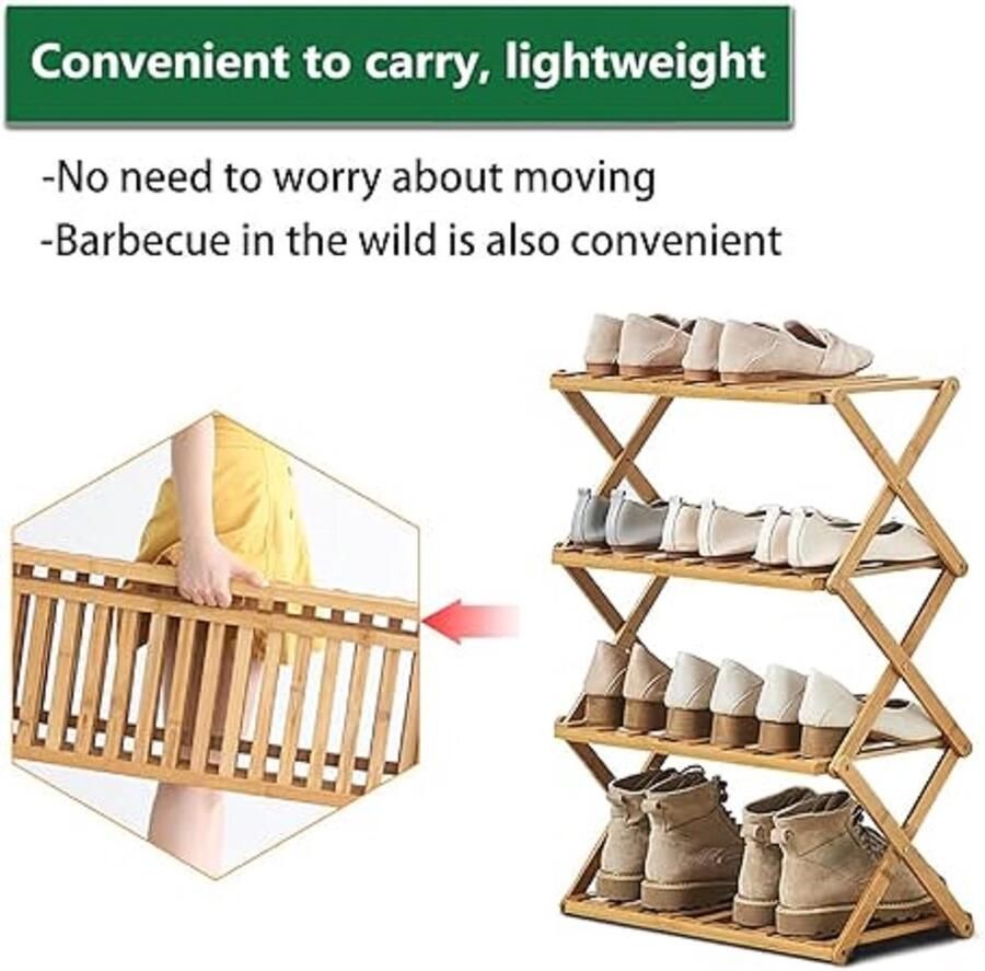 Schoenenrek stapelbare schoenenplank voor kast ingang 26D x 49W x 69H centimetres