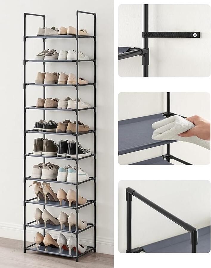 Schoenenrek stapelbare schoenenplank voor kast ingang 28 x 45 x 173 cm