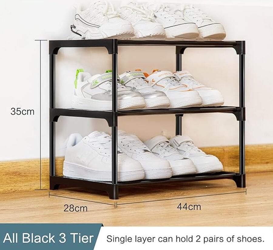 Schoenenrek stapelbare schoenenplank voor kast ingang 28D x 44W x 35H centimetres - Foto 2