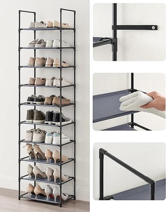 Schoenenrek stapelbare schoenenplank voor kast ingang 28D x 45W x 173H centimetres