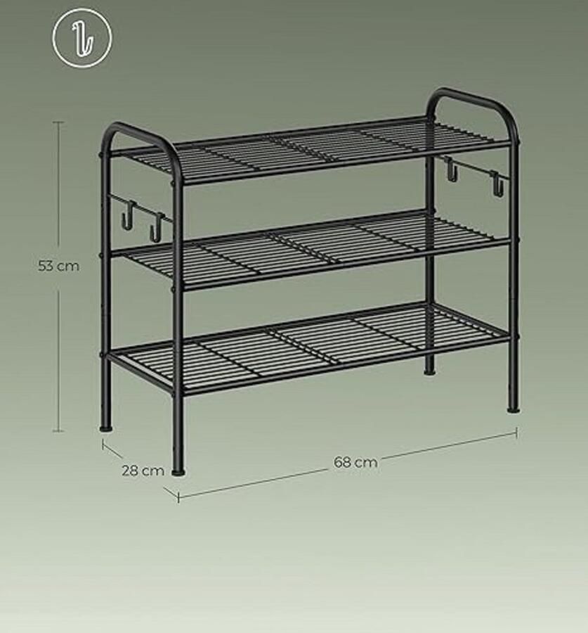 Schoenenrek stapelbare schoenenplank voor kast ingang 28D x 68W x 53H centimetres
