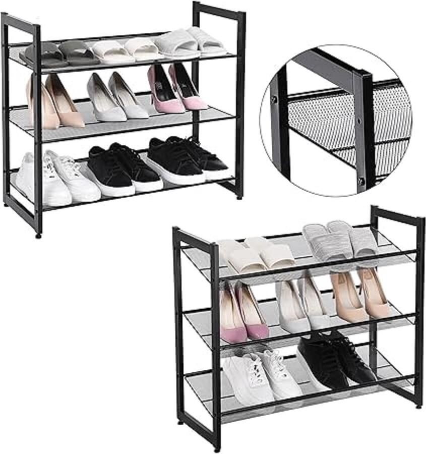 Schoenenrek stapelbare schoenenplank voor kast ingang 30.7D x 74W x 125.6H centimetres