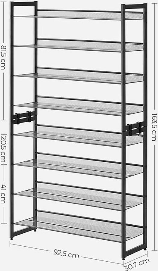 Schoenenrek stapelbare schoenenplank voor kast ingang 30.7D x 92.5W x 163.5H centimetres