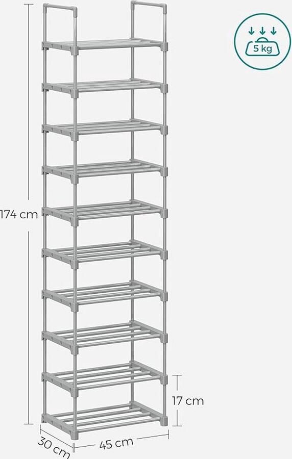 Schoenenrek stapelbare schoenenplank voor kast ingang 45B x 174H cm