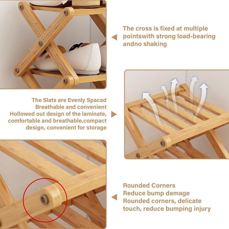 Schoenenrek van hout ruimtebesparend 7 niveaus