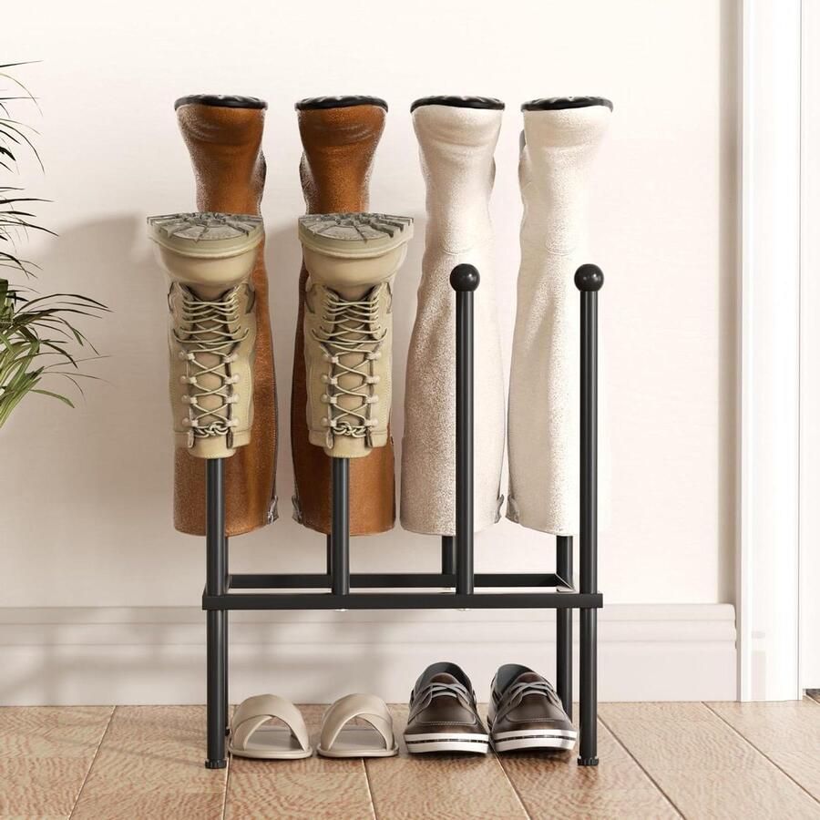 Schoenenrek van metaal zwart staand vrijstaand schoenenrek voor slaapkamer en hal organizer voor 4 paar