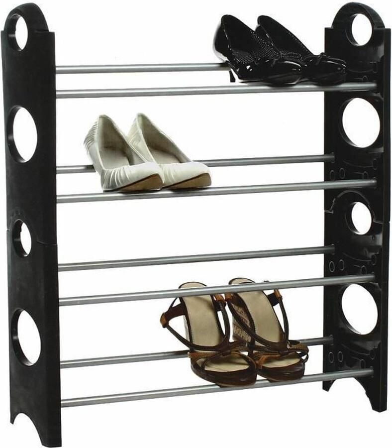 Decopatent Schoenenrek voor 12 Paar Schoenen 4 Laags Schoenenkast Schoenen Organizer Rek Metaal Kunststof 61x19x64 Cm