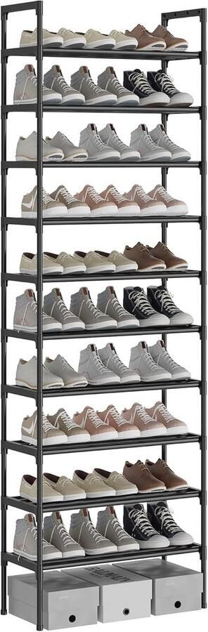 Schoenenrek voor 20-30 paar Extra stevig en stijlvol ontwerp met 10 niveaus 56 x 30 x 170 cm