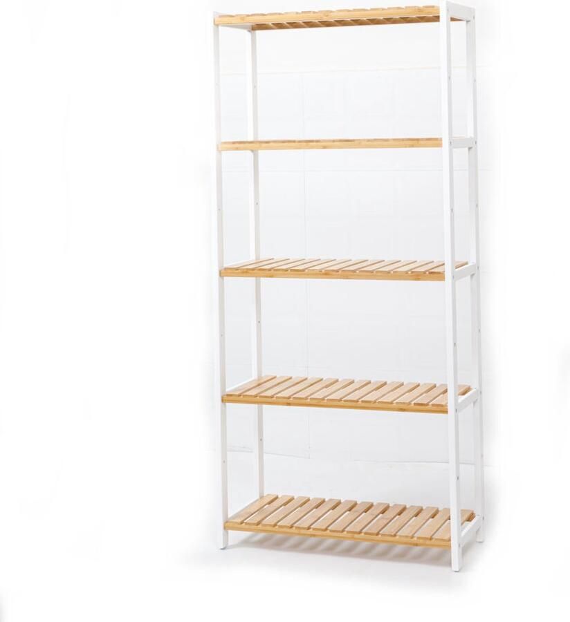 Decopatent Schoenenrek voor 20 paar schoenen Rek bamboe hout met 5 etages Opbergrek badkamerrek 60 x 25 x 132 Cm