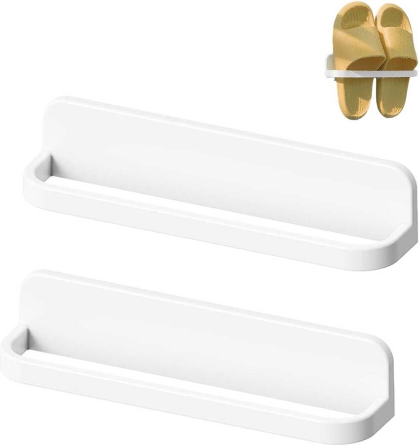Schoenenrek Wandgemonteerde schoenenhouder Wandmontage Geen boren Kunststof Schoenenopberger Ophangplank Schoenenwandplank Schoenenorganizer Opbergplank voor deur Badkamer Hal 2 stuks