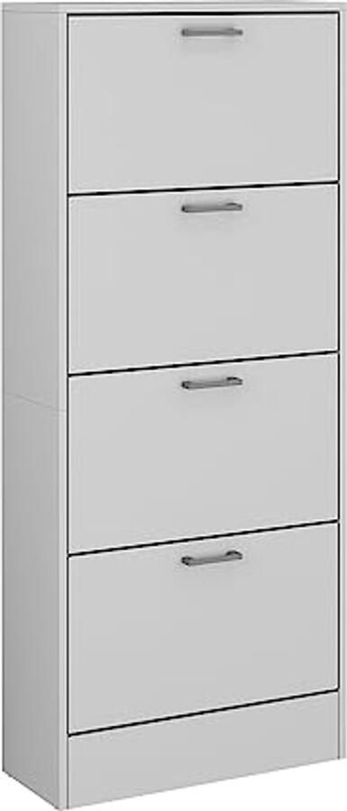 Schoenenrek Wit 63 x 150 cm met 4 Vakken Modern en Ruimtebesparend