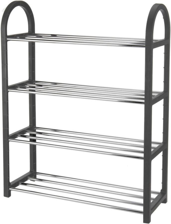Metalen schoenenrek schoenenstandaard 4-laags zwart 50 x 19 x 65 cm Schoenen opbergen