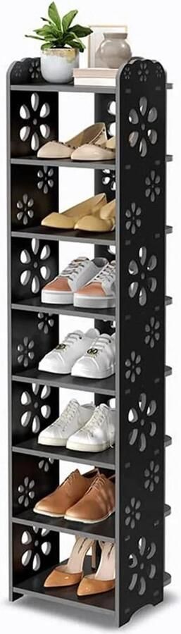 Roroa Schoenenrek Zwart Schoenenbak Hout 8 Laags